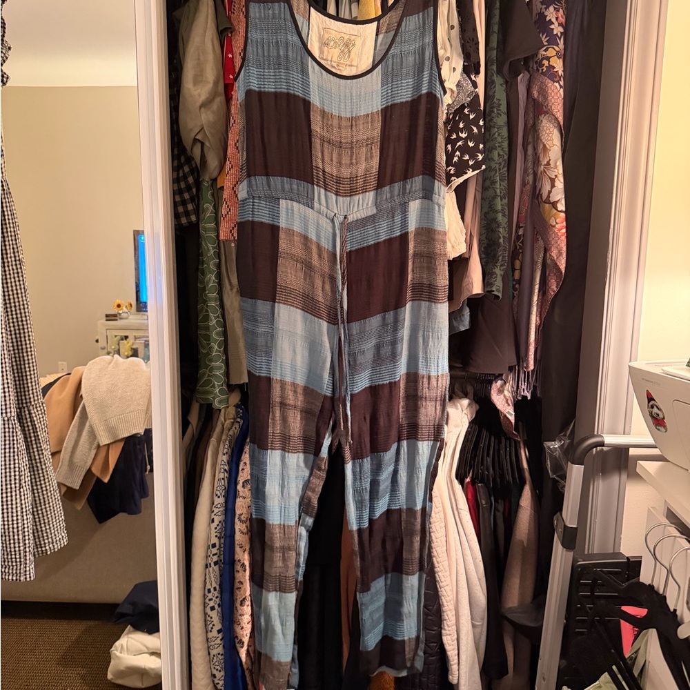 Ace & Jig Plaid Blue and Black Jumpsuit